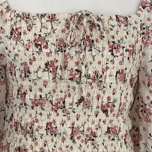 American Eagle Puff Square Neck Ruched Floral Crop Cottagecore Size Large - Picture 15 of 16